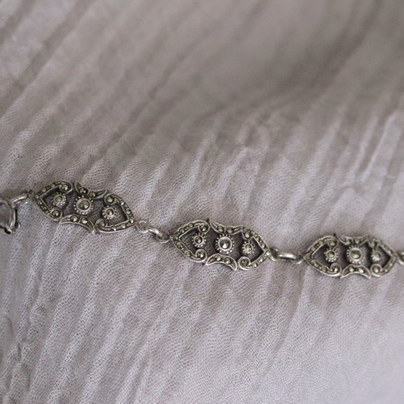 Vintage Stirling Silver with Marcasite Stones Bracelet - Picture 6 of 8